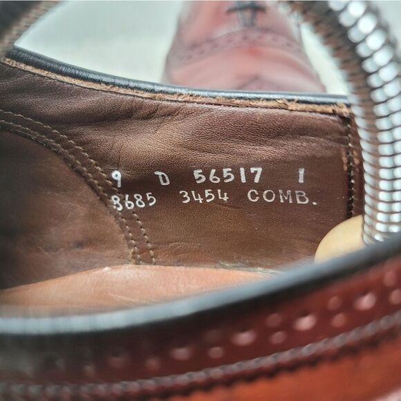 Allen Edmonds Cambridge Mens Shell Cordovan Shoes Size 9 Brown Wingtip Leather - Picture 8 of 11